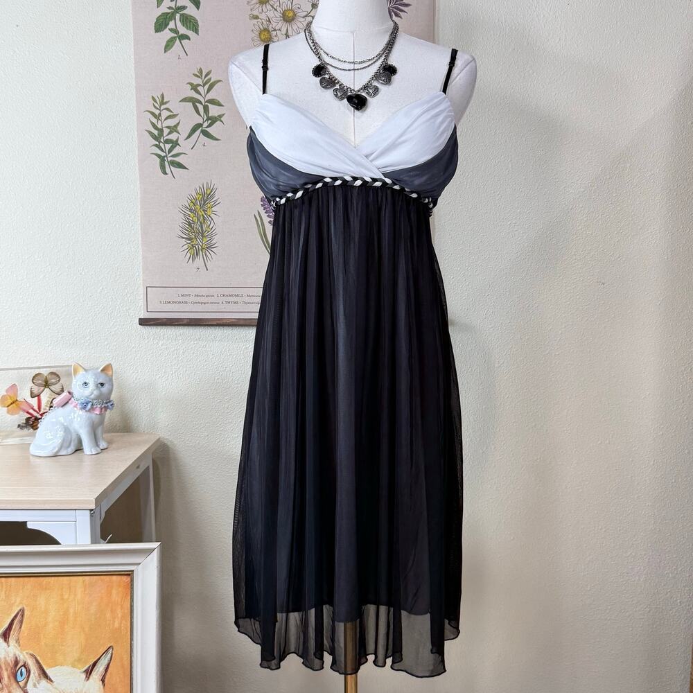 Y2k Mesh Babydoll Party Dress Hoco Romantic Goth Dark Fairy Coquette Witchy S